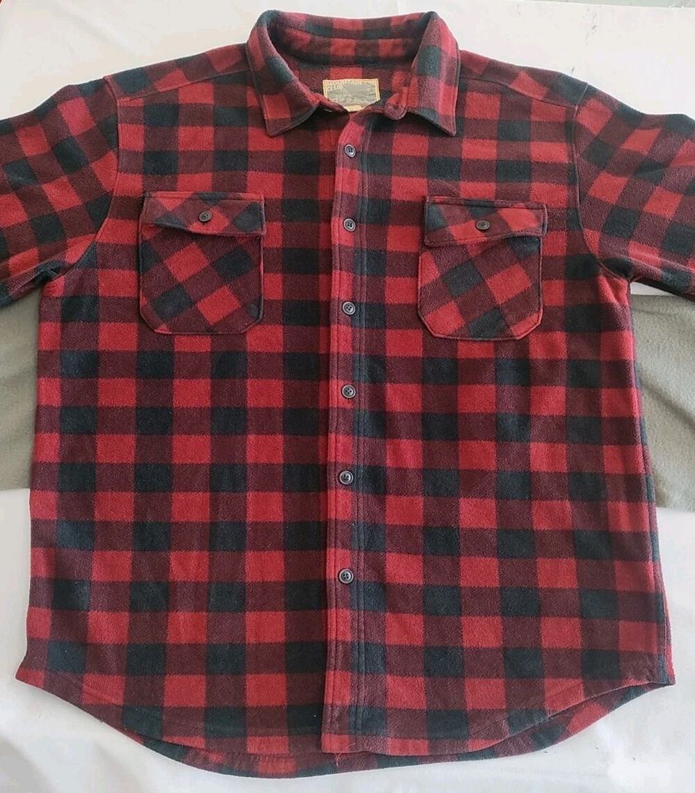 Vintage Mountain Club Outdoor Experience Red Flannel Light Jacket Size XL